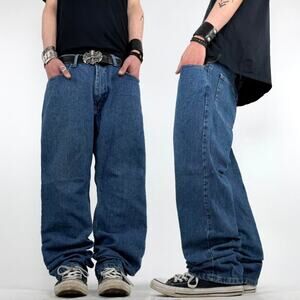 Vintage y2k baggy wide leg skater archive grunge faded stonewash jeans